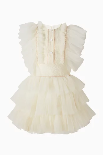 Ruched Ruffled Dress in Tulle