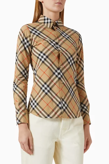 Check-print Shirt in Cotton-poplin
