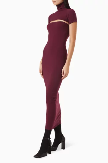 فستان بفتحة نسيج