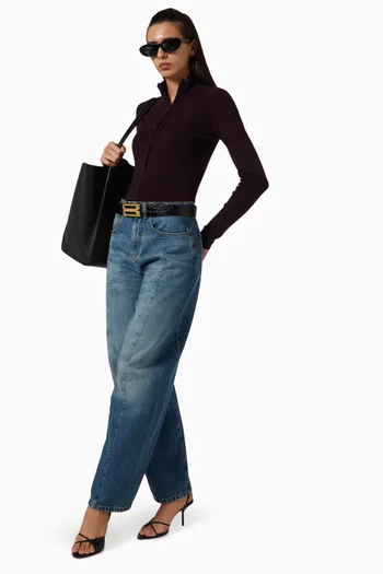 Curved-leg Jeans in Denim