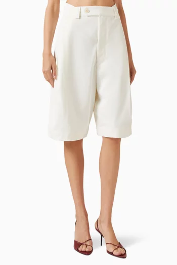 Tab-detail Shorts in Wool-blend