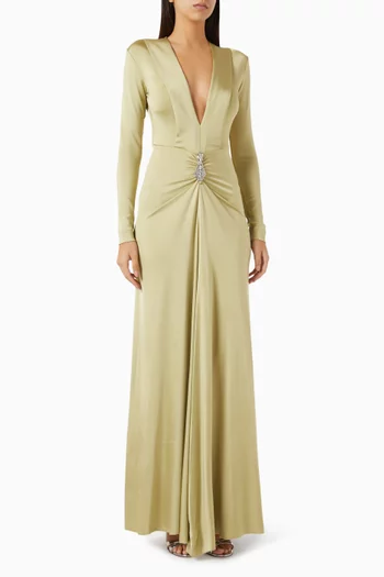 Crystal-embellished Gown in Satin Jersey