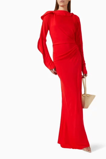 فستان سهرة بدرابيه جيرسيه