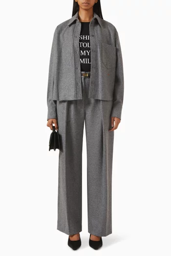 Cropped Long Sleeved Shirt in Cashmere Blend