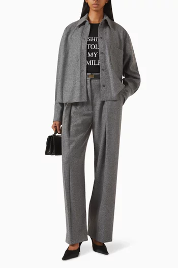 Wide Leg Trousers in Wool-Cashmere Blend