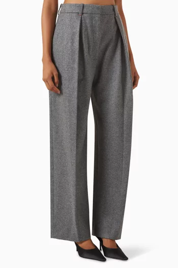 Wide Leg Trousers in Wool-Cashmere Blend
