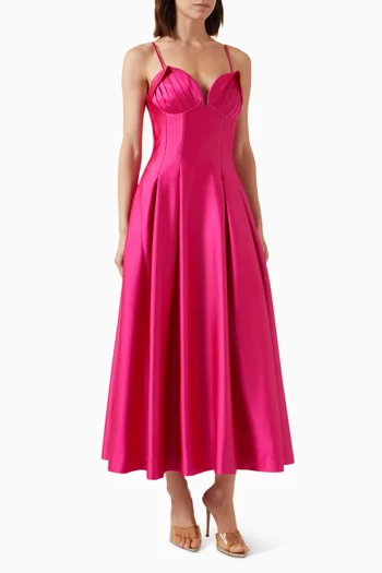 Saskia Midi Dress in Satin