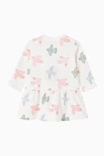 فستان بنقشة طيور قطن