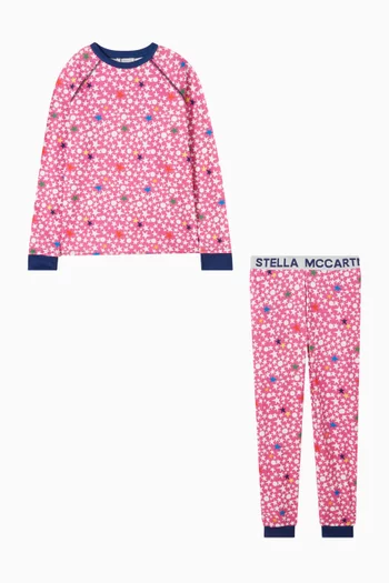 Geometrical-print Tracksuit in Cotton-fleece