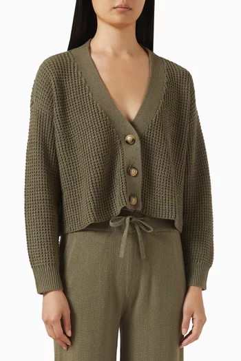 Recycled Sweater Cropped Cardigan in Cotton-blend