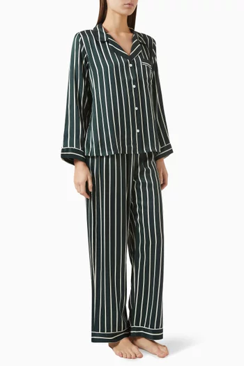 طقم بيجاما انيز بأكمام طويلة ونقشة حرير