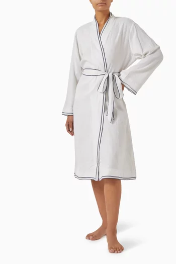 Long-sleeve Robe in Linen-blend