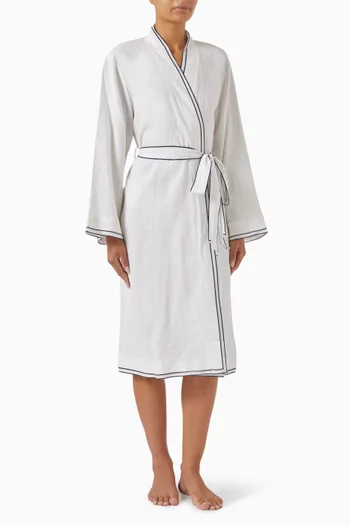 Long-sleeve Robe in Linen-blend