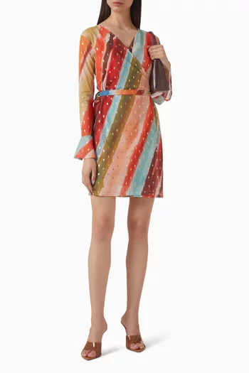 Sunset Stripe Wrap Mini Dress