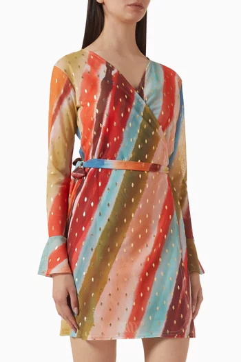 Sunset Stripe Wrap Mini Dress