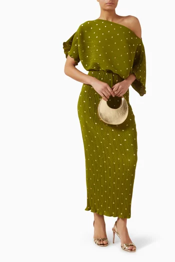 فستان تيلي بطيّات بليسيه