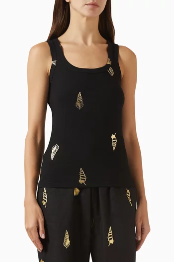 Shell Foil-print Tank Top in Cotton
