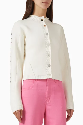 Studded Cardigan in Viscose-blend Knit