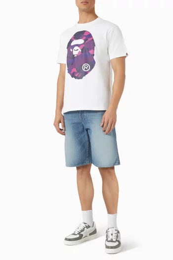 Color Camo Big Ape Head T-shirt in Cotton