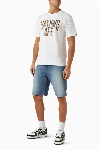 Wild Leopard Pattern NYC Logo T-shirt in Cotton