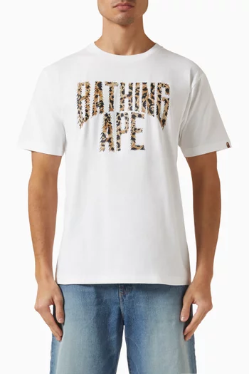 Wild Leopard Pattern NYC Logo T-shirt in Cotton
