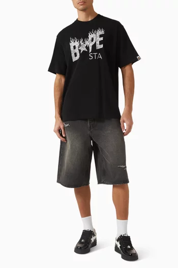 Wild Leopard Pattern Logo T-shirt in Cotton