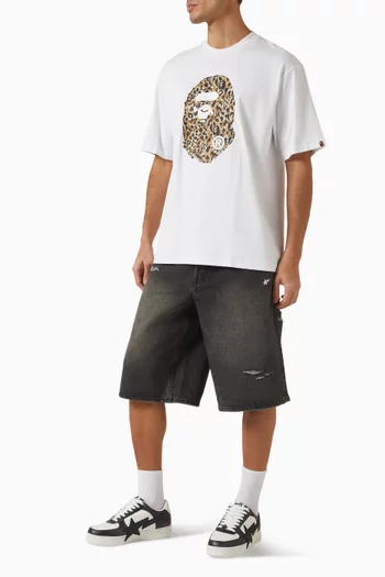 Wild Leopard Pattern Ape Head T-shirt in Cotton