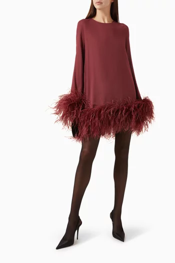Hodi Feather-trim Dress in Georgette