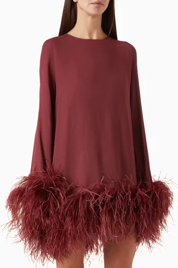 Hodi Feather-trim Dress in Georgette