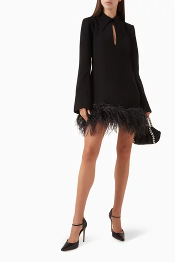 Michele Feather-trim Dress in Crepe