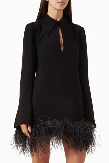 Michele Feather-trim Dress in Crepe