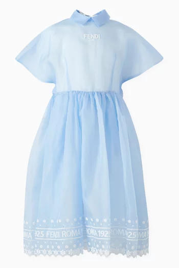 Logo-embroidered Dress in Silk-organza