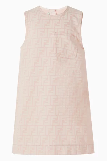 FF Print Dress in Cotton Denim