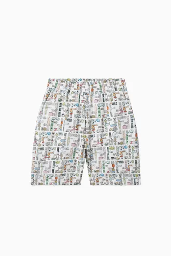 FF-print Bermuda Shorts in Cotton-poplin