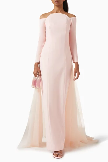 Off-shoulder Gown in Crepe
