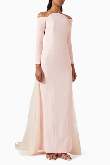 Off-shoulder Gown in Crepe