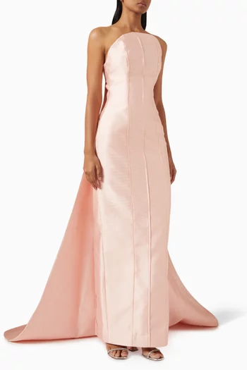 Strapless Cape Gown