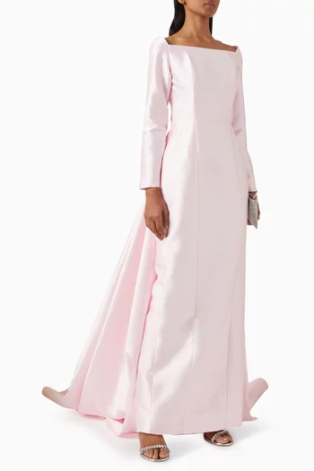 Boat-neck Train Gown