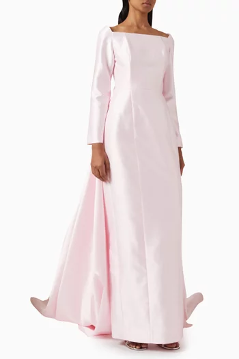 Boat-neck Train Gown