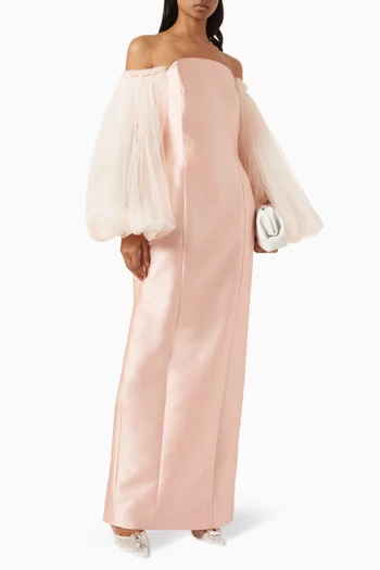 Off-shoulder Column Gown