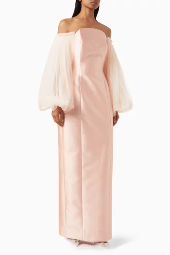 Off-shoulder Column Gown