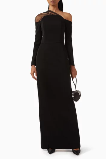 One-shoulder Gown in Crepe