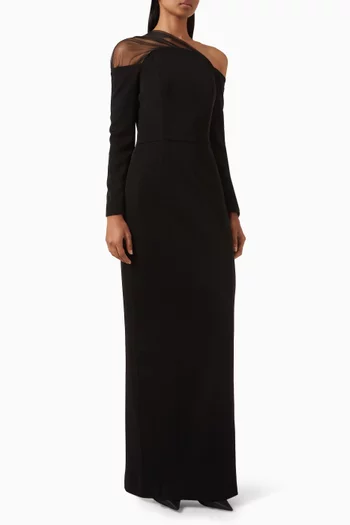 One-shoulder Gown in Crepe
