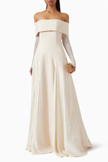 Off-shoulder Gown in Crepe