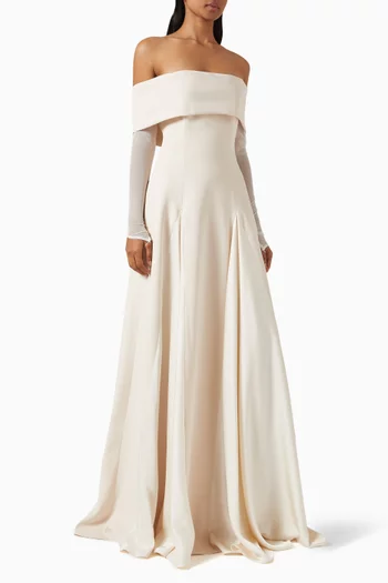 Off-shoulder Gown in Crepe
