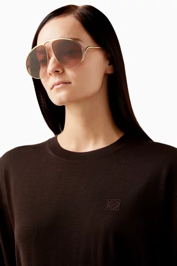 Hillock Oversized Aviator-shaped Sunglasses in Metal