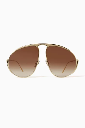 Hillock Oversized Aviator-shaped Sunglasses in Metal