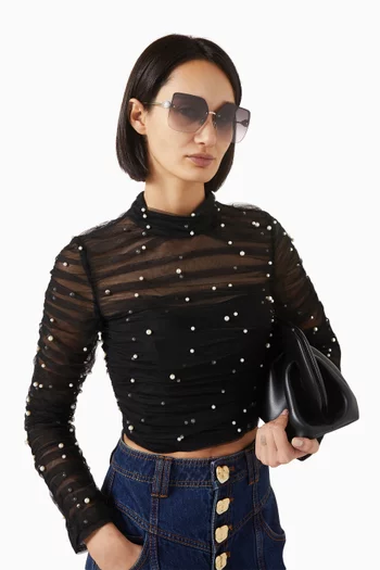 Pearl Butterfly Sunglasses in Metal