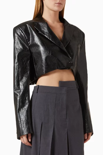 Crop Blazer in Vegan Leather