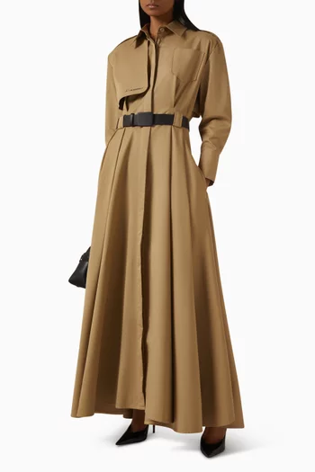 Trench Maxi Dress in Suiting-cotton